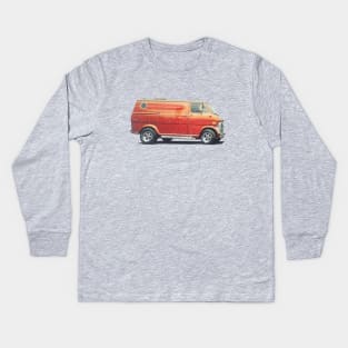 1970s Custom Van (vintage distressed look) Kids Long Sleeve T-Shirt